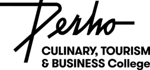 Perho Culinary, Tourism & Business College logo, black on white