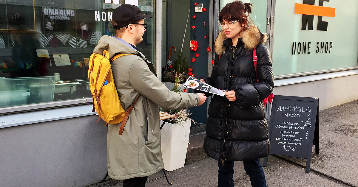 Merkonomiopiskelijoiden markkinointitempaus Kampissa
