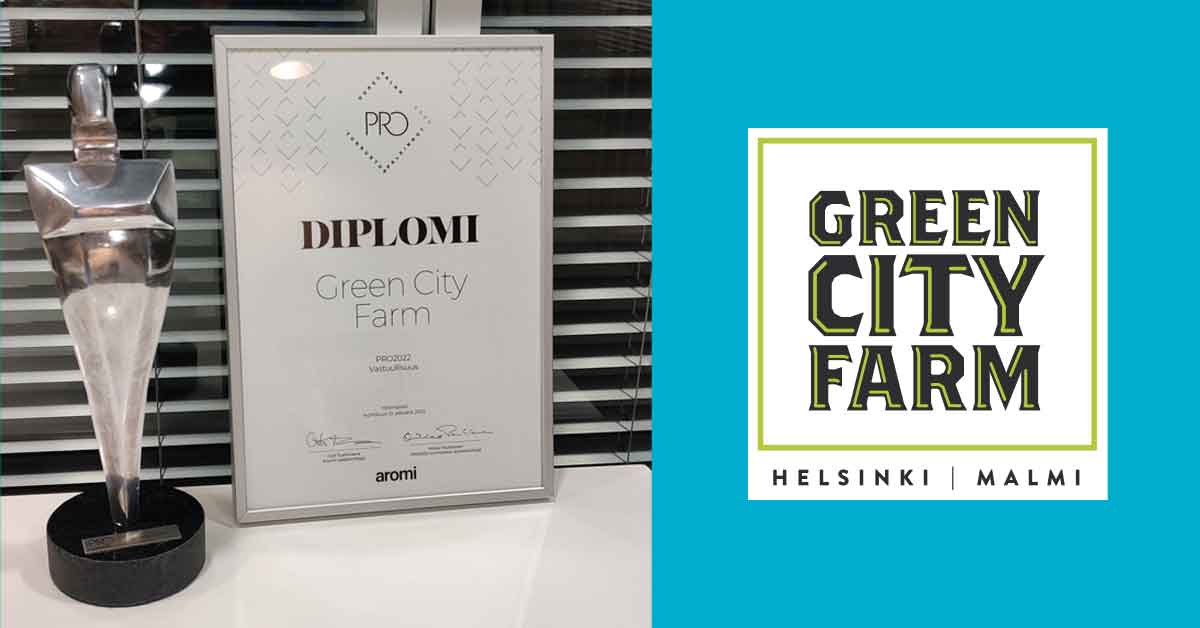 Green City Farm voittoon PRO2022 Vastuullisuus-sarjassa